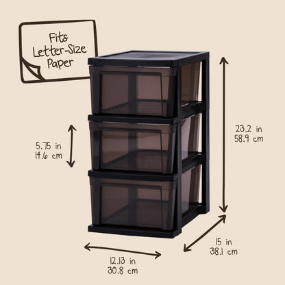 IRIS USA Plastic Drawer Storage Organizer, 3-Drawers, 2-Pack, for Classroom Art Craft Supplies