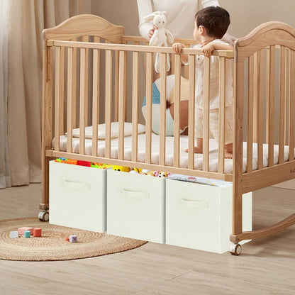 GhvyenntteS Storage Cubes, 11 Inch Cube Storage Bins with Dual Handles, Collapsible Fabric Storage Bins for Shelves Closet, Storage Baskets for Organizing Clothes, Bedding, Toys, Books (6 Pack, Beige)