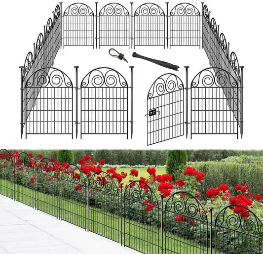 Tall Garden Fence with Gate, 40 Inch(H) 20 Panels Total Length 43.7 Ft, Dog Fencing Outdoor for