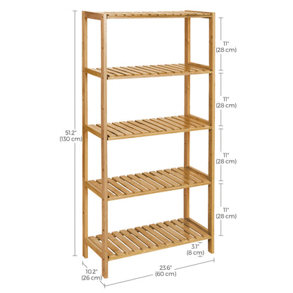 SONGMICS 5-Tier Bamboo Shelf, Freestanding Bathroom Storage Rack