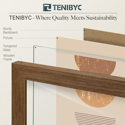 12x16 Picture Frame 3 pk, Brown Woodgrain, HD Tempered Glass, Wall Gallery Frame