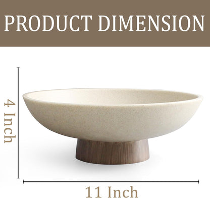 Modern Resin Pedestal Bowl – Large Fruit Bowl for Kitchen Counter, Catch All Tray for Entryway Table, Stylish Key Bowl & Dining Centerpiece, Brown