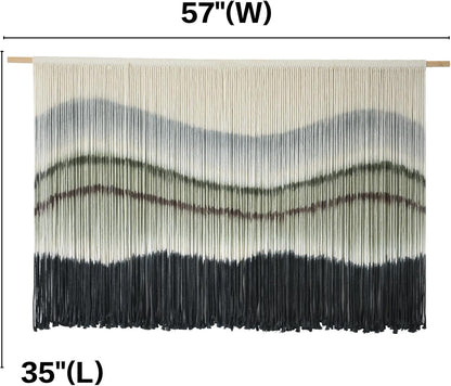 Macrame Wall Hanging Dip-Dye Large Macrame Wall Decor Boho Home Decor Scale Fiber Wall Art Yarn Craftsmanship Art 57" Wx 35" L