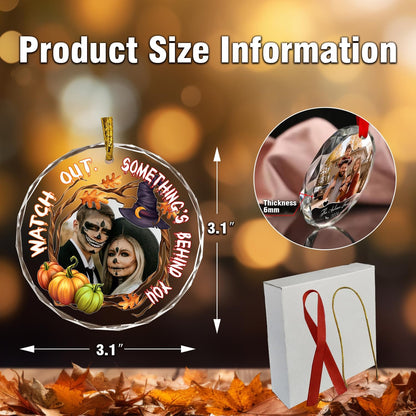 Custom Crystal Ornament, Personalized Halloween Couples/Family Photo Ornament, Halloween Spooky Glass Hanging Decor, Spooky Pendent, Ghost and Pumpkin Hanging Gifts