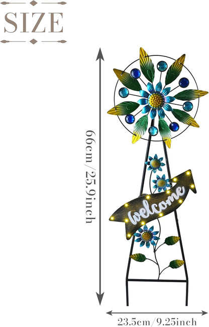 TERESA'S COLLECTIONS Hummingbird Garden Solar Stake, Wind Spinner Yard Art Sign for Outdoor Decor, Metal Purple Floral Windmill Decorative Garden Stake for Lawn Ornaments, Gifts for Mom, 26''