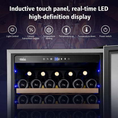 24 Inch Wine Cooler Refrigerator, 179 Bottles Professional Wine Cellars with Powerful Compressor,Quiet Operation and Elegant Design for The Wine Lovers