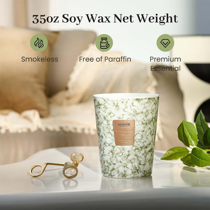 M&SENSE Sandalwood Jasmine Scented Candles for Home, 3-Wick Highly Scented Jar Candles, Extra Large Candle 35 Oz 150 Hours Long Lasting Burning, Relaxing Aromatherapy Candle for Stress Relief