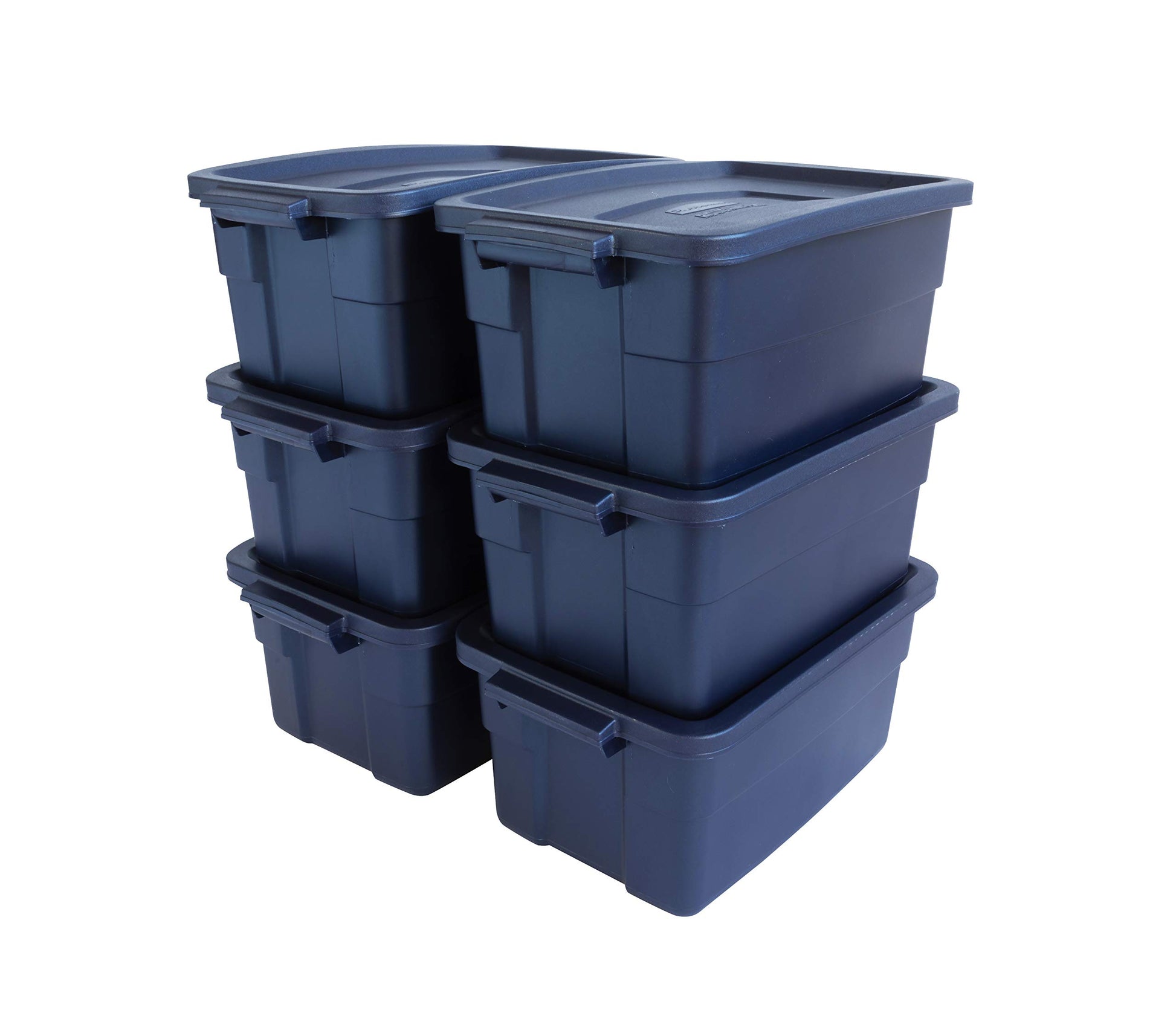 Rubbermaid Roughneck Tote 3 Gal, 6 Pack, Made in USA, Dark Indigo Metallic, Rugged Plastic