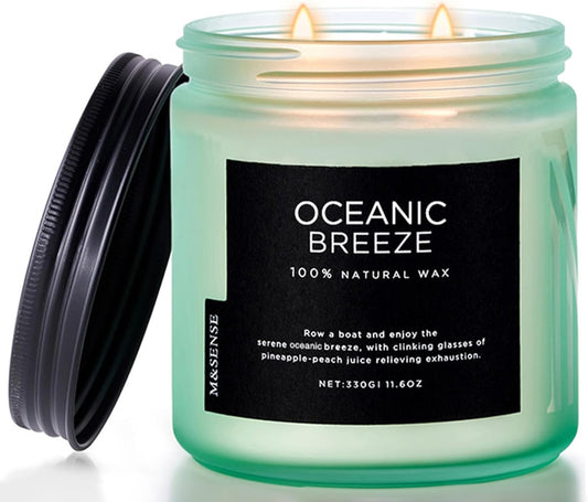 M&SENSE Candle Oceanic Breeze Scented, 11.6oz 70 Hour Long Lasting 2 Wick Pineapple & Mango Scent