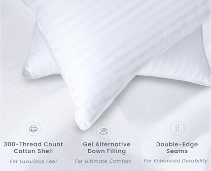 Threadmill Soft Bed Pillows Standard Size Set of 2 | Down Alternative Cooling Bed Pillow for Sleeping | Soft Pillows | 20 x 26 Hotel Pillow, Standard Pillows 2 Pack for Back, Stomach or Side Sleepers