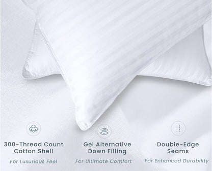 Threadmill Bed Pillows Queen Size Set of 2 | Soft Down Alternative Cooling Bed Pillow for Sleeping | Soft Pillows for Bed | 20x30 Hotel Pillow, Queen Pillows 2 Pack for Back, Stomach or Side Sleepers