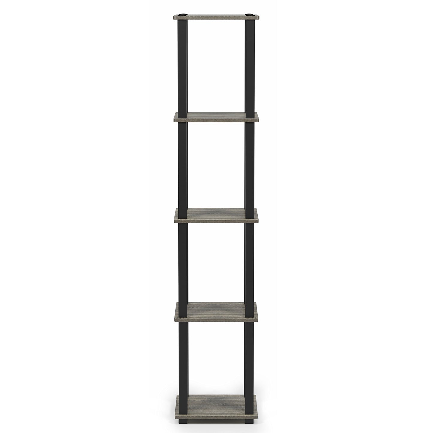 FURINNO Turn-S-Tube 5-Tier Corner Square Rack Display Shelf, French Oak Grey/Black