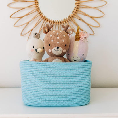 OrganiHaus Woven Storage Baskets for Organizing, Cotton Rope Organizer Bins for Shelves, Closet & Nursery, Dog Toy Basket, Decorative Bins for Toys, Towels & Books - 15x10x9, Blue