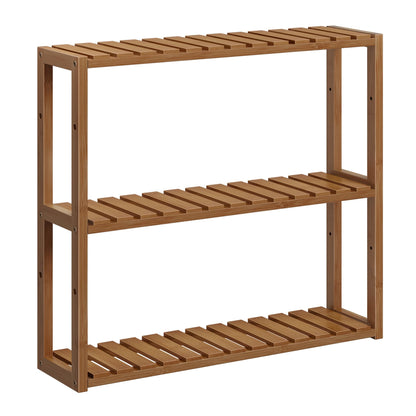 SONGMICS Bamboo Bathroom Shelf, 3-Tier Adjustable Plants Rack, Wall-Mounted or Stand, in The Living