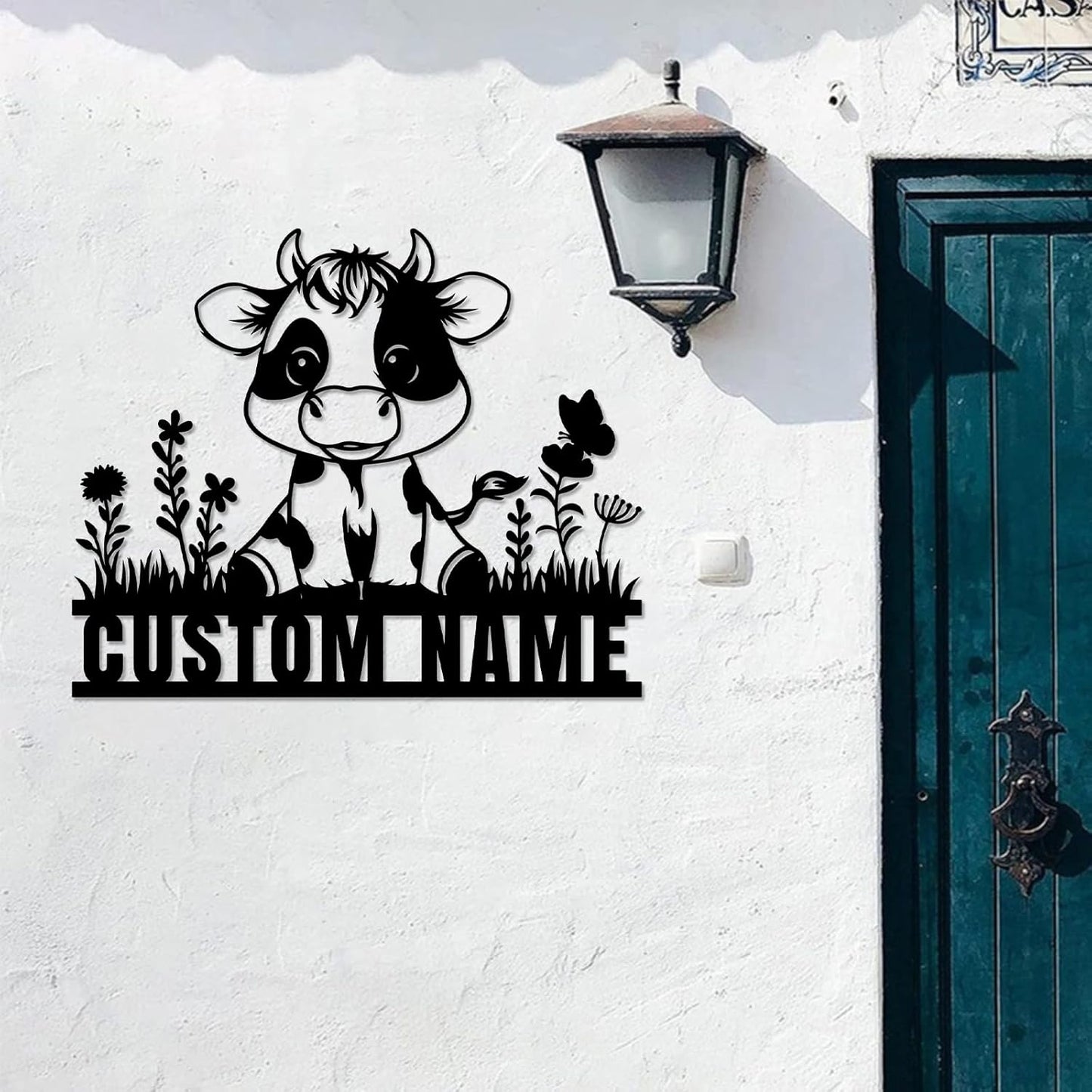 Custom Cow Metal Sign, Personalized Last Name Wall Art, Farmhouse Customized Decor for Home, Garden, Yard, Farm, Ranch