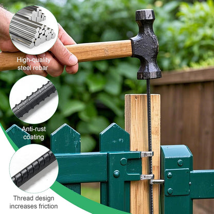 Rebar Stakes 16 Inch, 10 Pack Ground Stakes Heavy Duty with Chisel Point, Straight Metal Stakes for Concrete Form, Landscaping, Camping Tent or Timber, Black