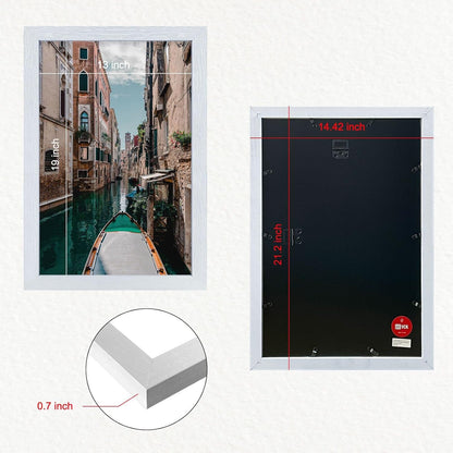 VCK Poster Frames 13x19 White 3 Pack, Solid Wood Picture Frames for Wall Mounting Hanging Art and Puzzle Frame