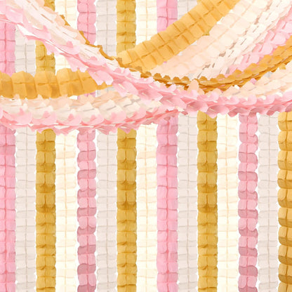 Pink-Peach Gold Party-Decorations Streamers-Garland - 12pcs 4-Leaf Clover Paper Streamer,Bridal Shower Girls Baby Shower Birthday Engagement Wedding Bachelorette Brunch Banners Decor Ouruola