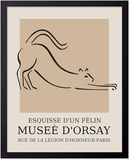 Poster Master Vintage Poster - Retro Cat Print - Line Drawing Art - Sketch Art - Gift for Boys, Girls & Animal Lover - Cute Decor for Bedroom, Kid's Room or Nursery - 16x20 UNFRAMED Wall Art