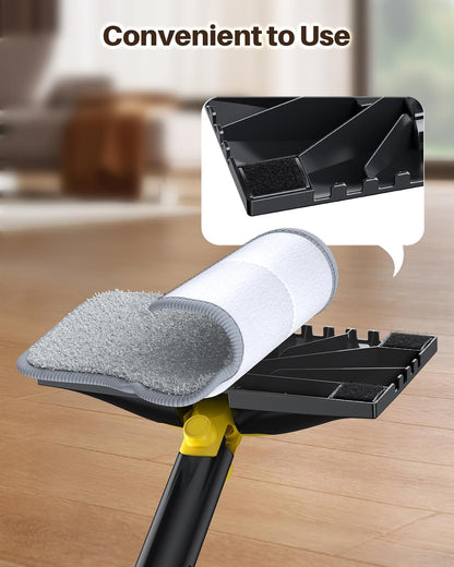 ScrubWiz Steam Mop Pads with Washable and Reusable, 6 Pack Replacement, 2 Material Types Accessories Compatible With Steamer Mop for Cleaning Floors and Carpets, White and Gray