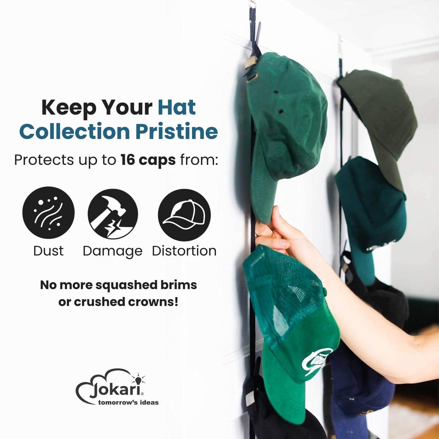 Jokari Over the Door Organizer, 2 Pack, Holds Up to 16 Hats