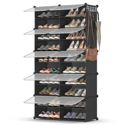 SONGMICS Shoe Rack, 10-Tier with Doors, 40-Pair Storage Cabinet