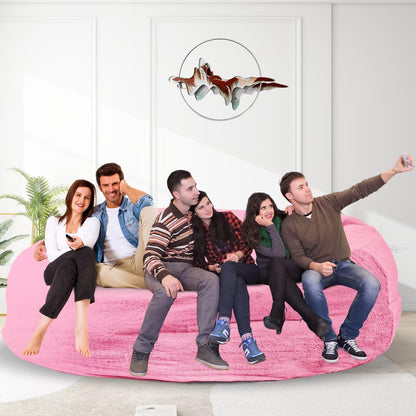 Bean Bag Chair for Adults 8FT,Soft Removable Cover for Teens/Girls Bedroom,Fluffy Giant Round Floor Beanbag Lounger Chairs (No Filler,Pink)