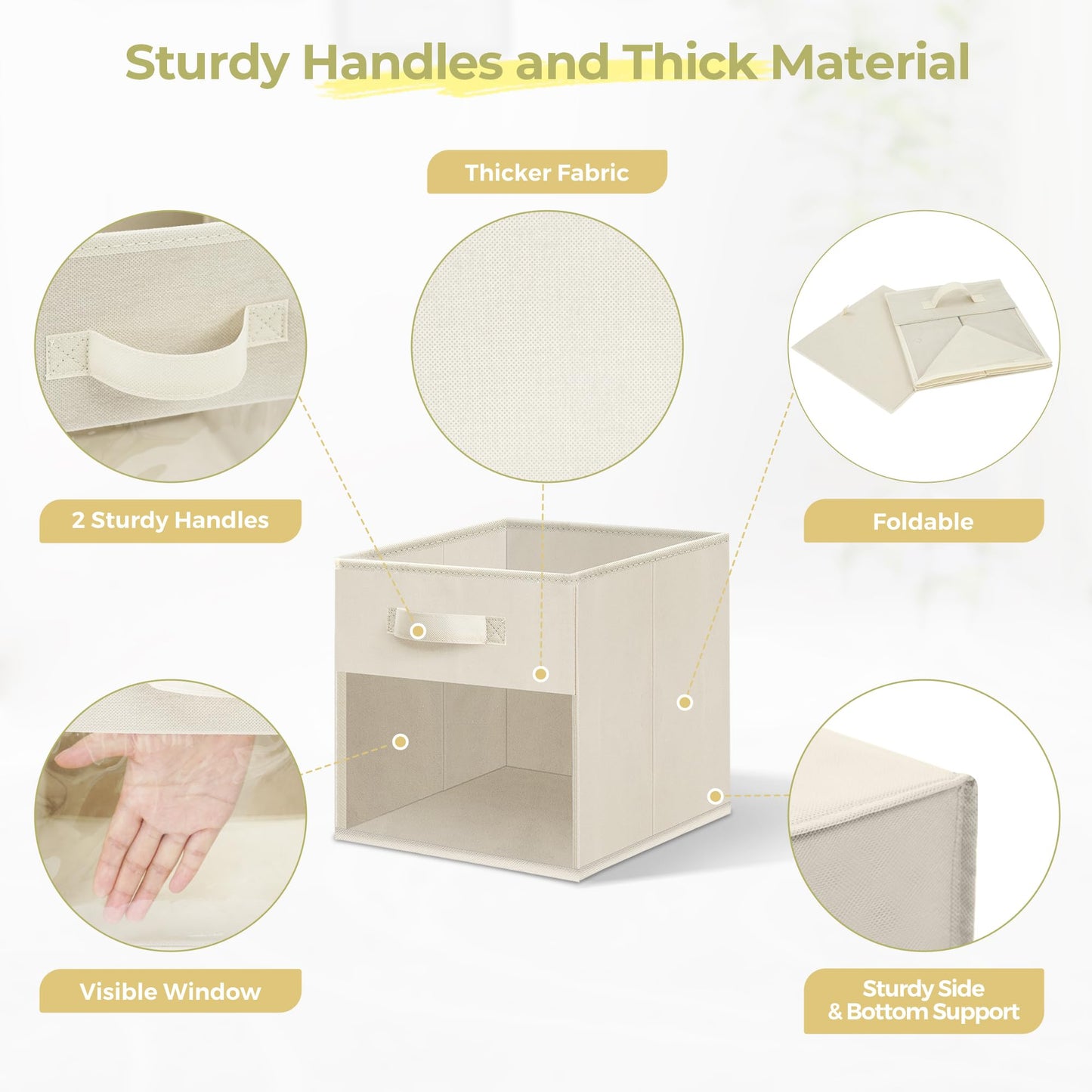 STORAGEIDEAS Storage Bins with Clear Window, 13x13 Storage Cubes, Collapsible Cube Storage Box