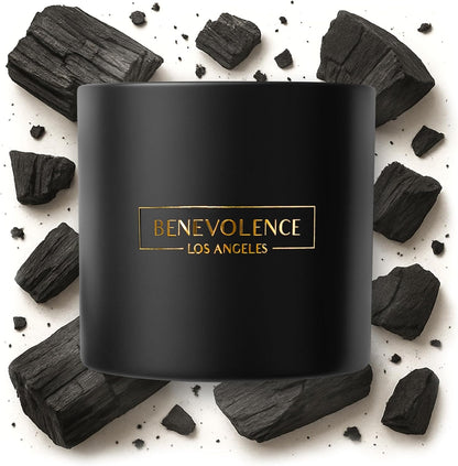 Benevolence LA 3 Wick Candle, Charcoal Large Scented Candle | Soy Candles | Gifts for Women and Men | Home Fragrance | Aromatherapy | Bathroom Freshener 14.5 Oz, 45 Hour Burn