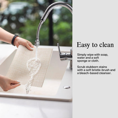 Placemats Set of 4 - Easy Clean Woven Vinyl Placemat for Dining Table, Indoor/Outdoor Place Mats, Washable PVC Table Mats（Beige）