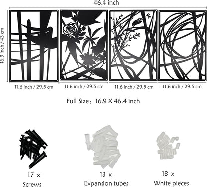 AIM & GGKK 4 Pack Black Abstract Wall Art Décor, Minimalist Décor Single Line Art Wall Decorations for Living Room Bedroom Bathroom Study (Size 17 x 11.8'')