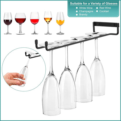 Sorbus Wine Glass Holder - 12 Inch Wall Mounted Wine Glass Rack for Under Cabinet Organization and Storage - Kitchen Shelves for Home Bar Holds Up to 4 Stemware Wine Glasses Each, 8 Total (2 Pack)