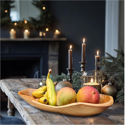 ZOY&TORA Large Handmade Decorative Wooden Dough Bowl, Natural Wood Grain Finish,Kitchen Coffee Dining Table Centerpiece Decor Tray,Farmhouse Style,driftwood bowls