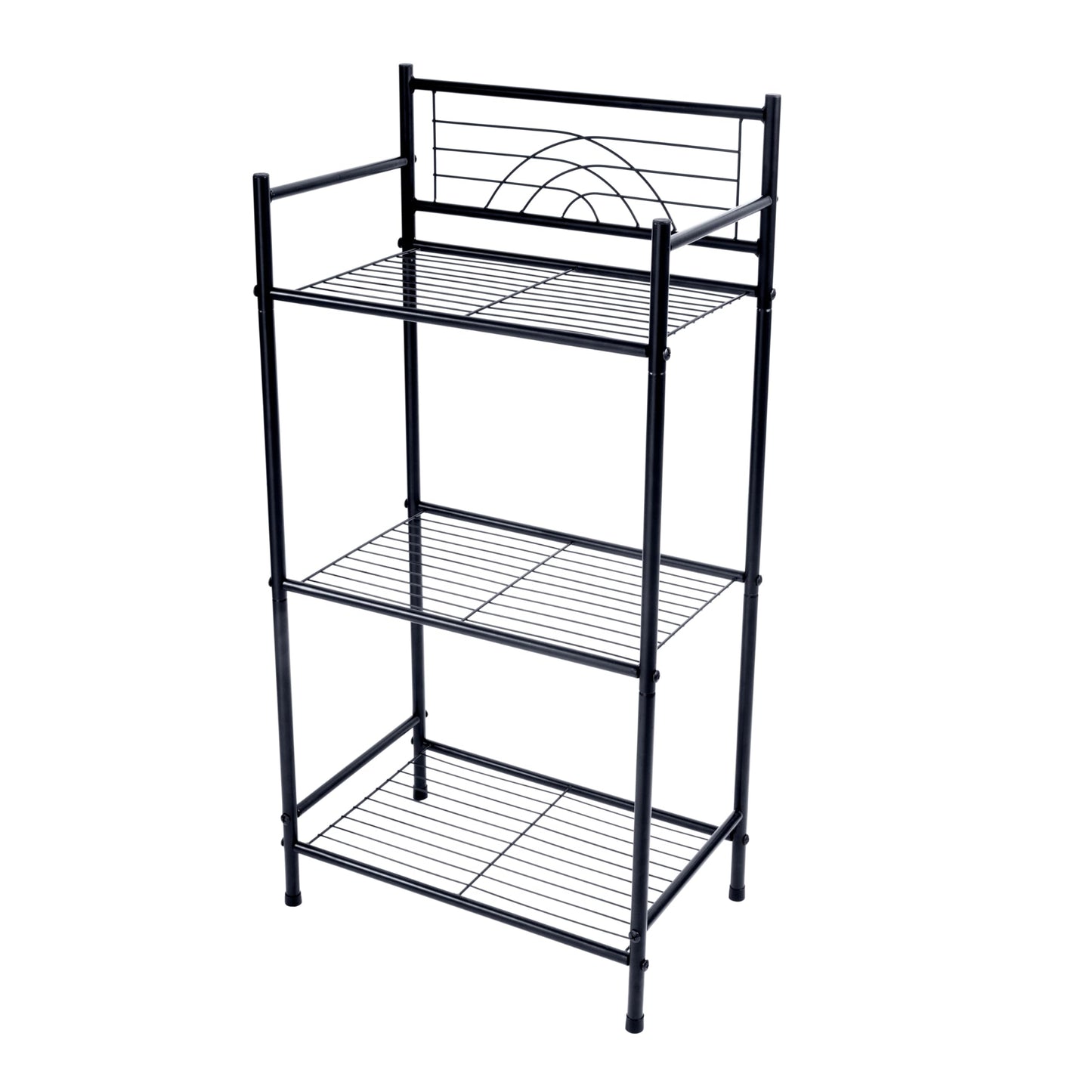 Bath Bliss 3 Tier Freestanding Bathroom Storage Shelf, Black Metal Organizer Rack | Rust Resistant