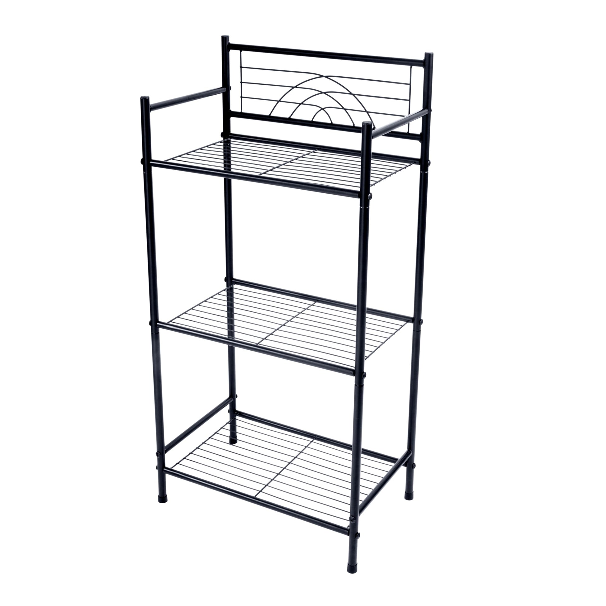 Bath Bliss 3 Tier Freestanding Bathroom Storage Shelf, Black Metal Organizer Rack | Rust Resistant