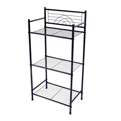 Bath Bliss 3 Tier Freestanding Bathroom Storage Shelf, Black Metal Organizer Rack | Rust Resistant