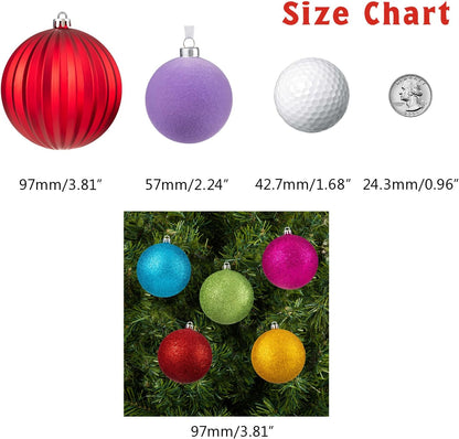 Every Day is Christmas 20ct Christmas Ornaments, Shatterproof Christmas Tree Ornaments Set, 92cm/3.6" Christmas Balls Decoration