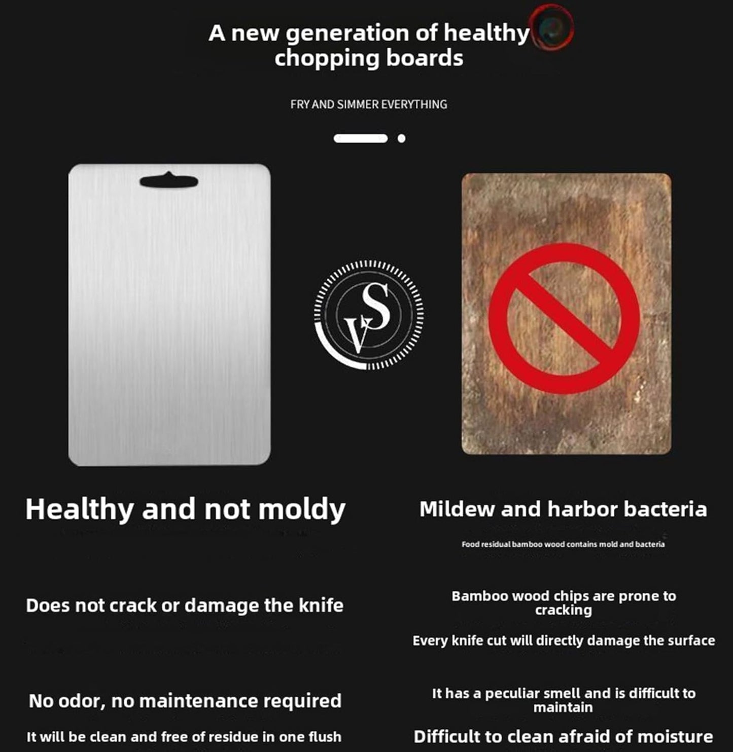 Titanium Cutting Board, New Upgrade Pure Titanium Cutting Boards for Kitchen,Food Grade 316 Stainless Steel Cutting Board，Double sided Dishwasher Safe 12 * 8inch