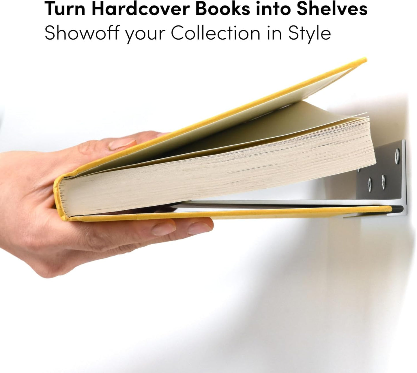 Floating Invisible Bookshelf Wall Mounted (Set of 4) - Aluminum - Turn Books into Floating Shelves