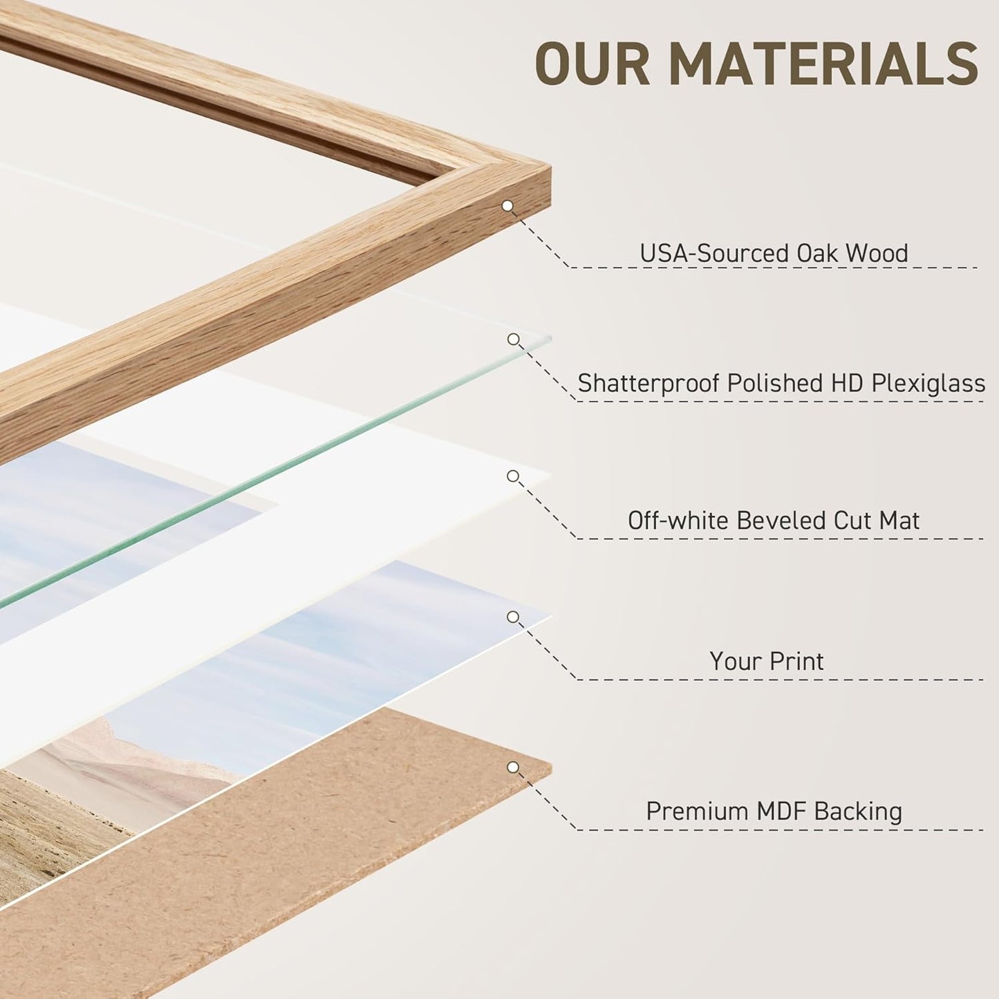 11x14 Picture Frame Natural Solid Oak Photo Frames with 8x10 Removable Mat Wall Hanging Large Handcrafted Frame with HD Plexiglass Wall and Tabletop Display Large Poster Frame