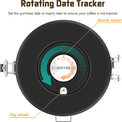 Coffee canister set for ground coffee with Date Tracker Travel Coffee jar,Stainless Steel Kitchen Food Airtight storage container for Coffee Beans or Grounds,Tea,Sugar (22oz-Black)
