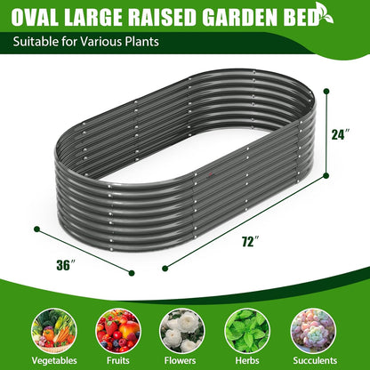 A ANLEOLIFE 6X3X2 ft Galvanized Raised Garden Beds Outdoor-8 Pack, Oval Large Metal Deep Root Planter Box for Planting Vegetables Flowers Herb, Anti-Rust & Easy-Setup, Quartz Grey