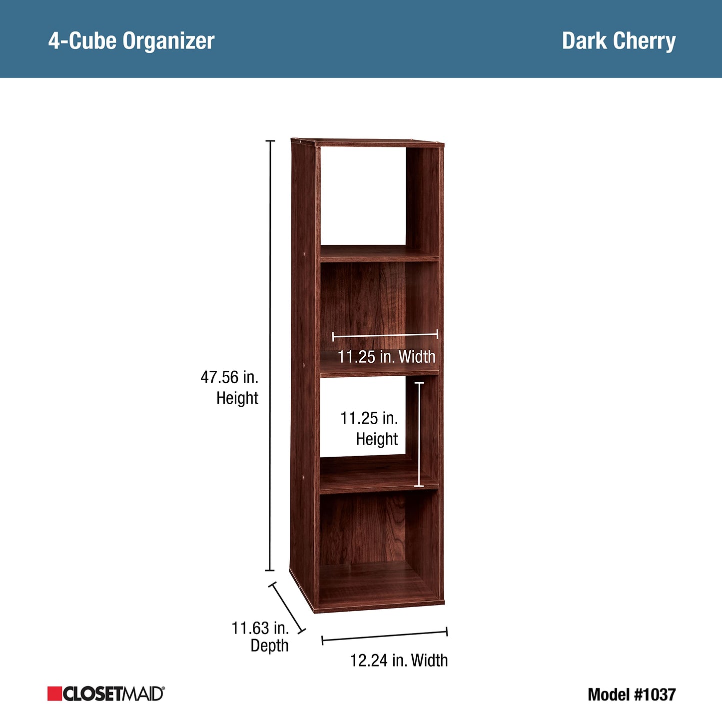 ClosetMaid Cubeicals 4 Cube Storage Shelf Organizer Bookshelf, Stackable, Vertical or Horizontal