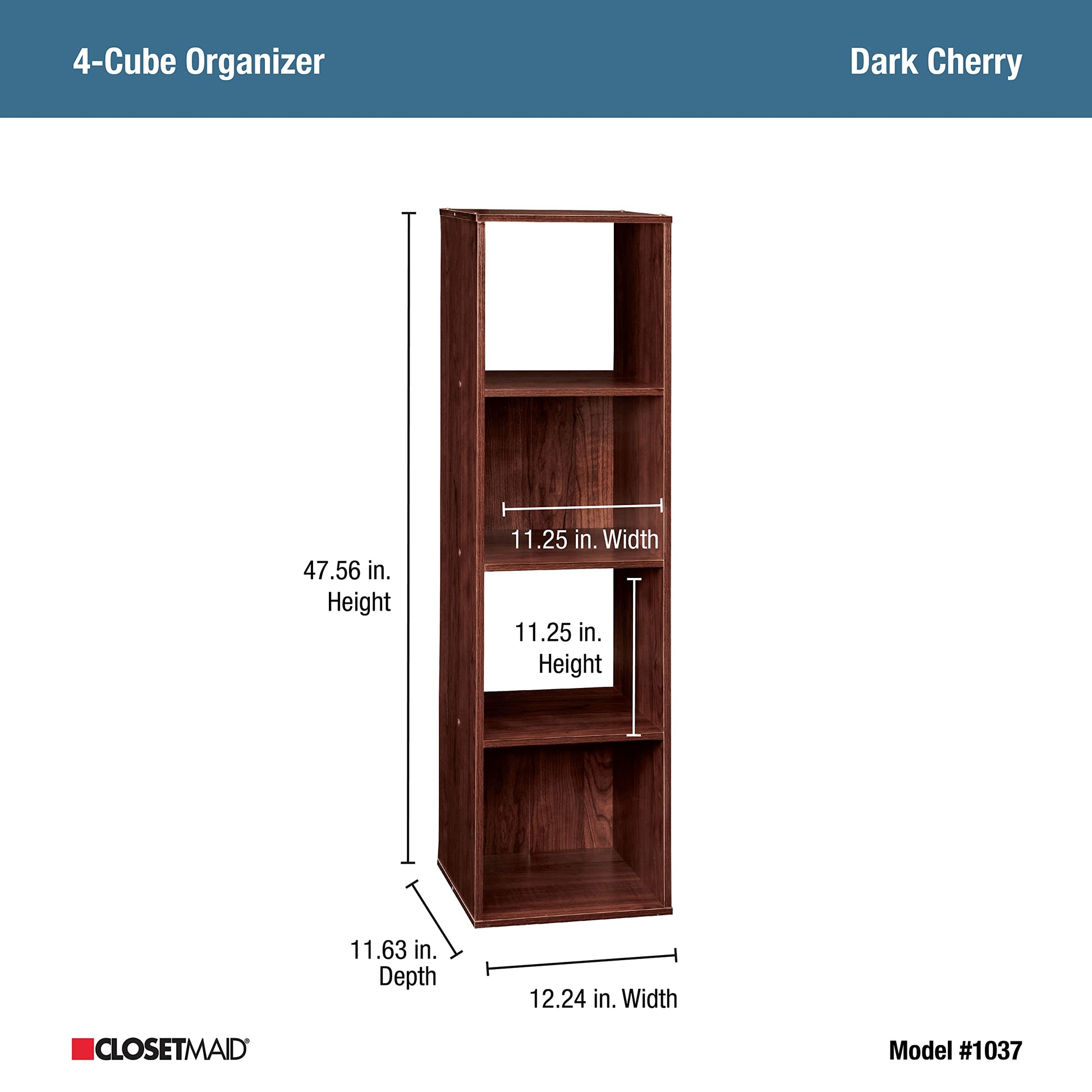 ClosetMaid Cubeicals 4 Cube Storage Shelf Organizer Bookshelf, Stackable, Vertical or Horizontal