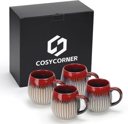CosyCorner Ceramic Coffee Mugs Set, 17 oz Large Coffee Cups for Home and Office, Ceramic Cup for Coffee & Tea（A×4 pcs）