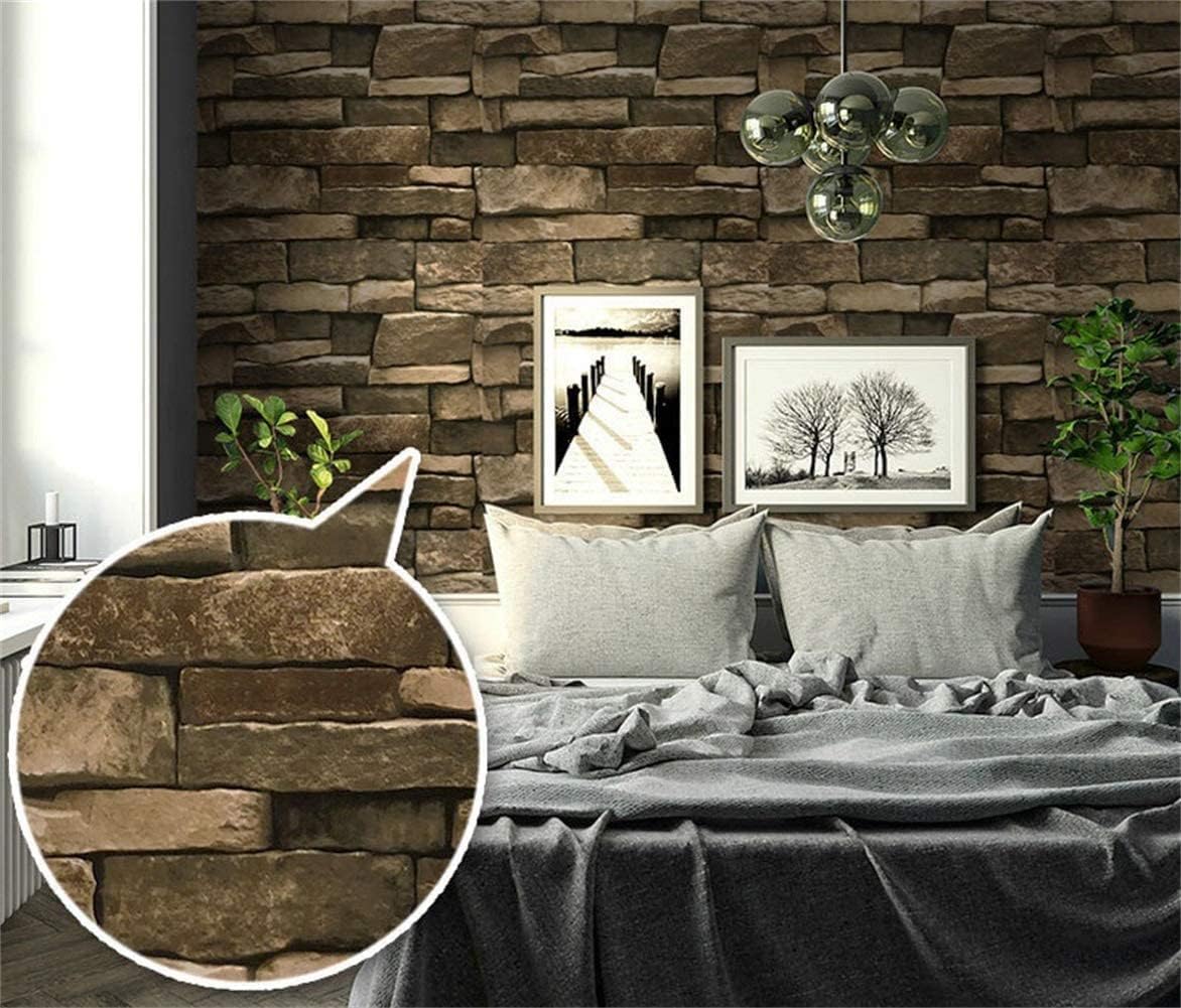 TUOKING Peel and Stick Stone Wallpaper Self-Adhesive Removable Wallpaper Home Decoration for Bedroom, Kitchen 17.7 in x 9.8 ft, Stone Brick