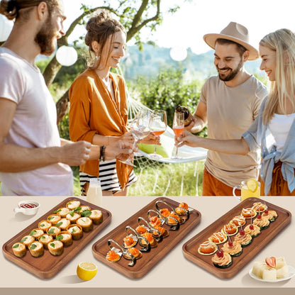 Wooden Serving Platters Acacia Long Charcuterie Boards Rectangle Wood Tray Home Decor Serving Cheese Board Appetizer Snack Plates Kitchen Dinner Platter for Food Dish Rectangular Cake Dessert Trays