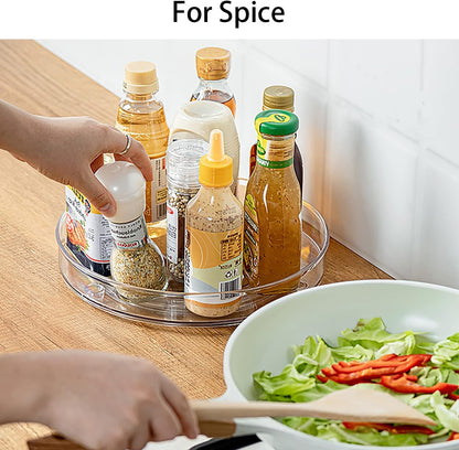 URALFA 9 Inch Lazy Susan Spice Rack Organizer, 360 Degree Rotating Round Lazy Susan Turntable for Cabinet, 2-Pack, Clear