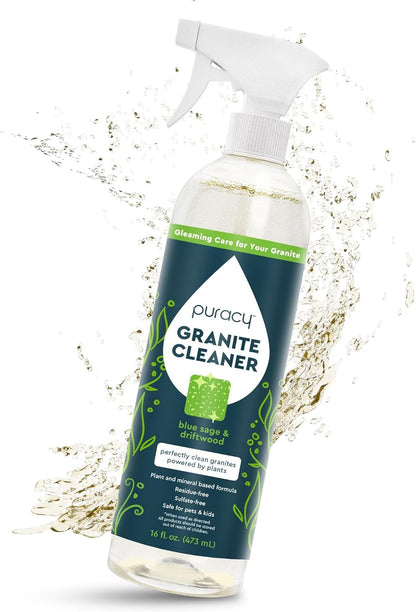 Puracy Natural Granite Countertop Cleaner - Plant-Powered - Streak-Free Marble, Quartzite, Countertop Granite Cleaner (Blue Sage and Driftwood, 16 fl oz)