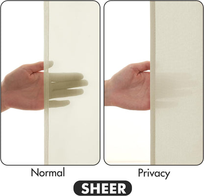 MIULEE Cream Beige Privacy Sheer Curtains That Let Light in 96 Inches Long Non-See-Through Semi Sheer Curtain Light Filtering Window Curtains Drapes for Living Room Bedroom 2 Panels Set 42 X 96